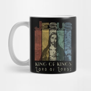 Jesus Grunge Retro Color Stripes King of Kings Lord of Lords Mug